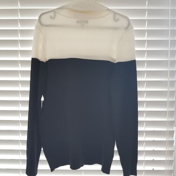 Calvin klein women's black and white turtleneck sweater Color block Medium - Picture 3 of 7